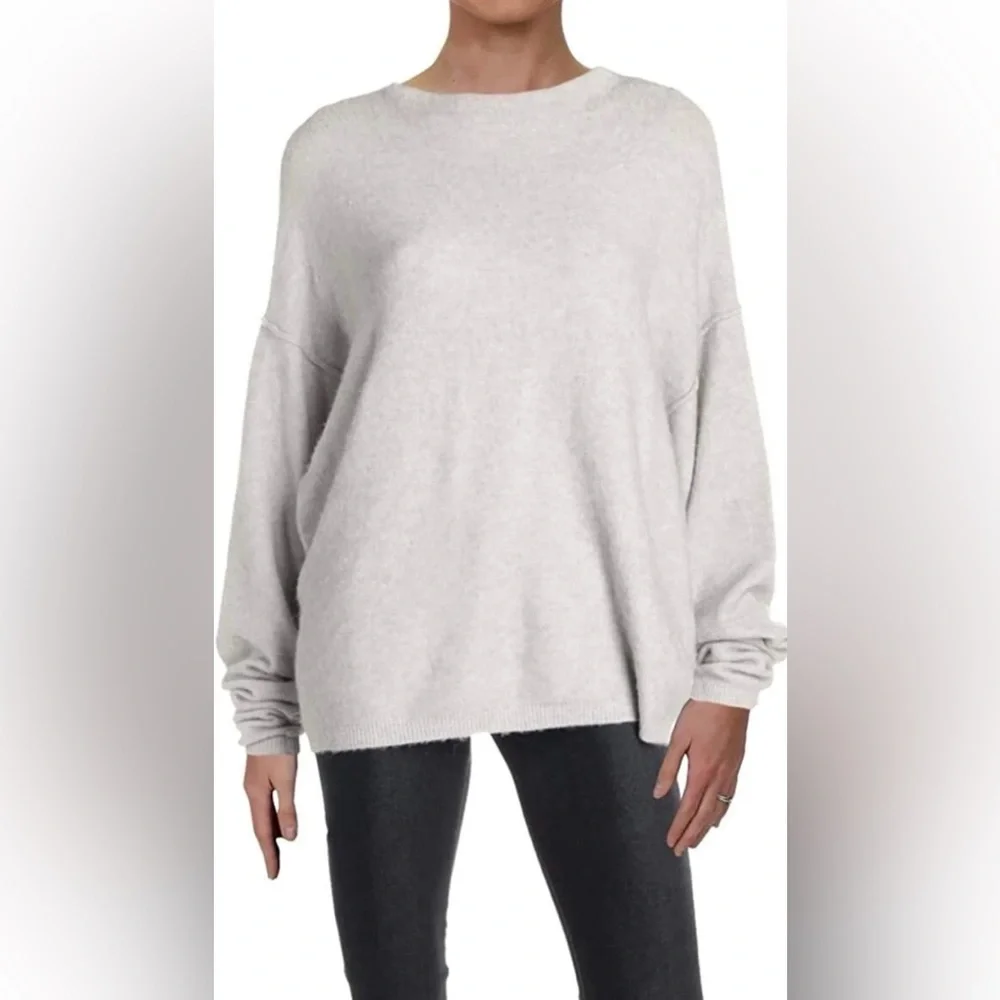 Free People Wool Blend Relaxed Grey Raglan Sweater - Picture 2 of 13
